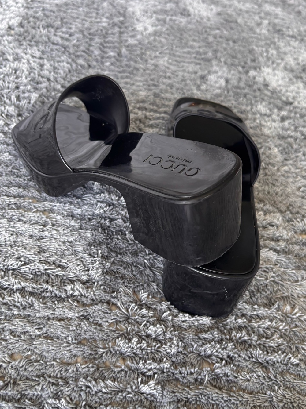 Gucci Black Patent Slide Sandals - Picture 6 of 8